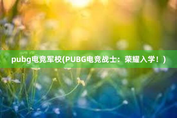 pubg电竞军校(PUBG电竞战士：荣耀入学！)