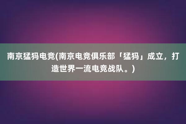 南京猛犸电竞(南京电竞俱乐部「猛犸」成立，打造世界一流电竞战队。)