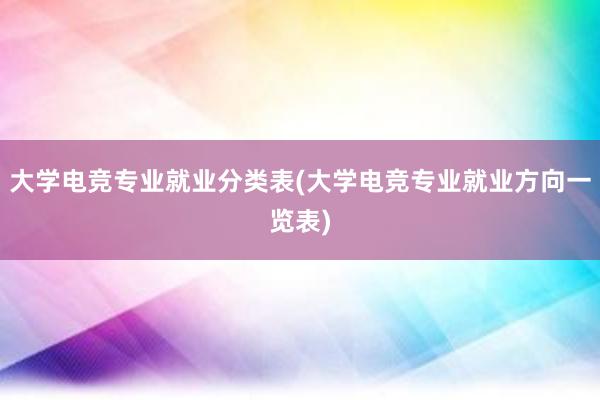 大学电竞专业就业分类表(大学电竞专业就业方向一览表)