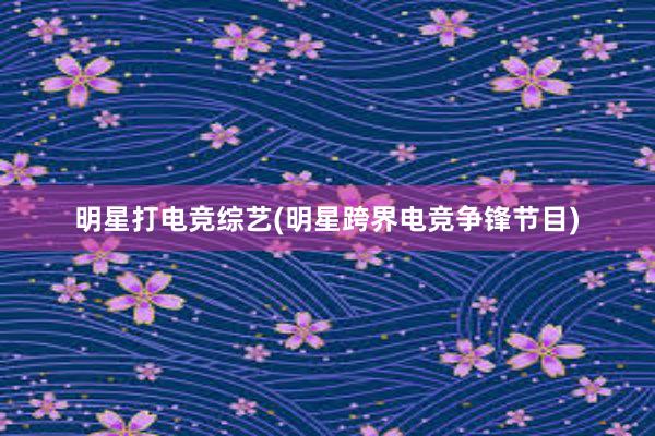 明星打电竞综艺(明星跨界电竞争锋节目)