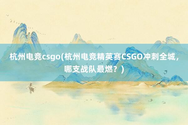 杭州电竞csgo(杭州电竞精英赛CSGO冲刺全城，哪支战队最燃？)