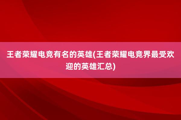 王者荣耀电竞有名的英雄(王者荣耀电竞界最受欢迎的英雄汇总)