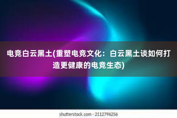 电竞白云黑土(重塑电竞文化：白云黑土谈如何打造更健康的电竞生态)