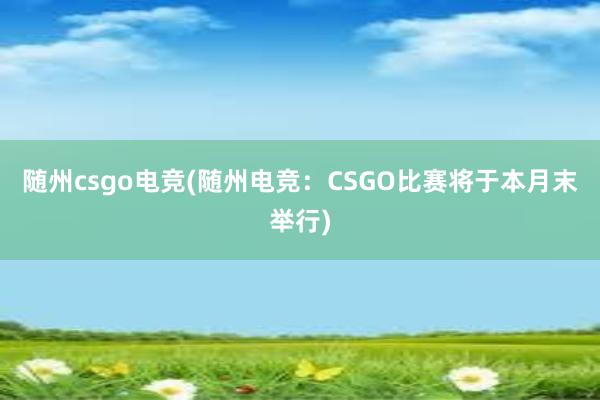 随州csgo电竞(随州电竞：CSGO比赛将于本月末举行)