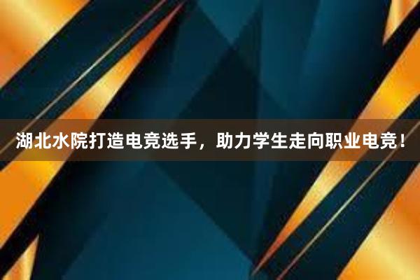 湖北水院打造电竞选手，助力学生走向职业电竞！