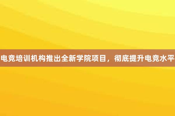 电竞培训机构推出全新学院项目，彻底提升电竞水平