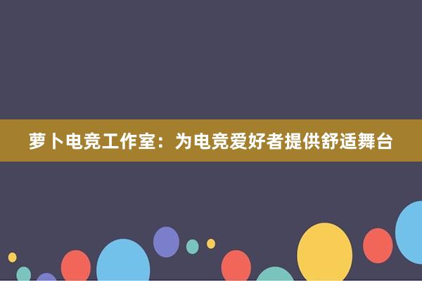 萝卜电竞工作室：为电竞爱好者提供舒适舞台