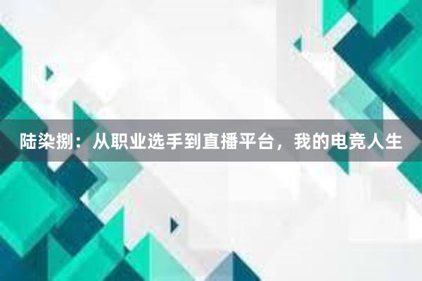 陆染捌：从职业选手到直播平台，我的电竞人生