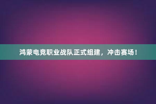 鸿蒙电竞职业战队正式组建，冲击赛场！